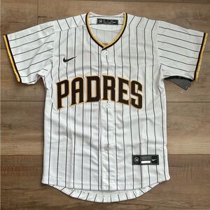 Manny Machado SD Padres White and Black Striped Padres Kids Youth 8-9 Jersey
